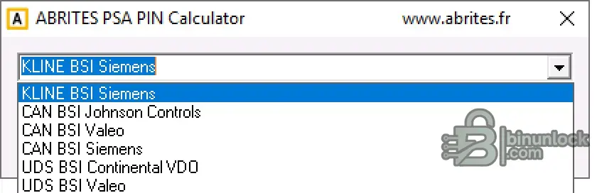 ABRITES PSA PIN Calculator screenshot
