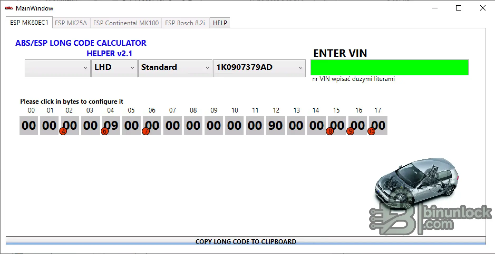 VAG ABS ESP Long Coding Helper calculator screen