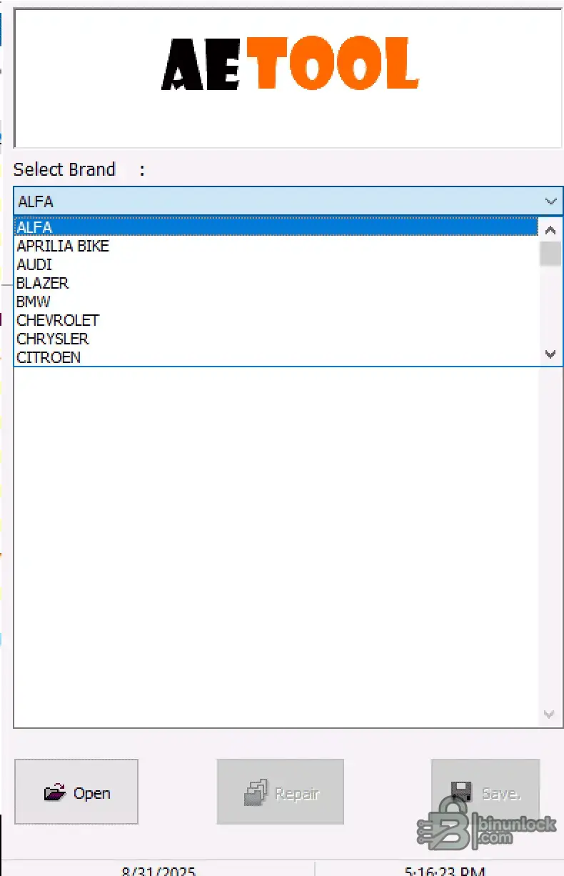 AETOOL function screen