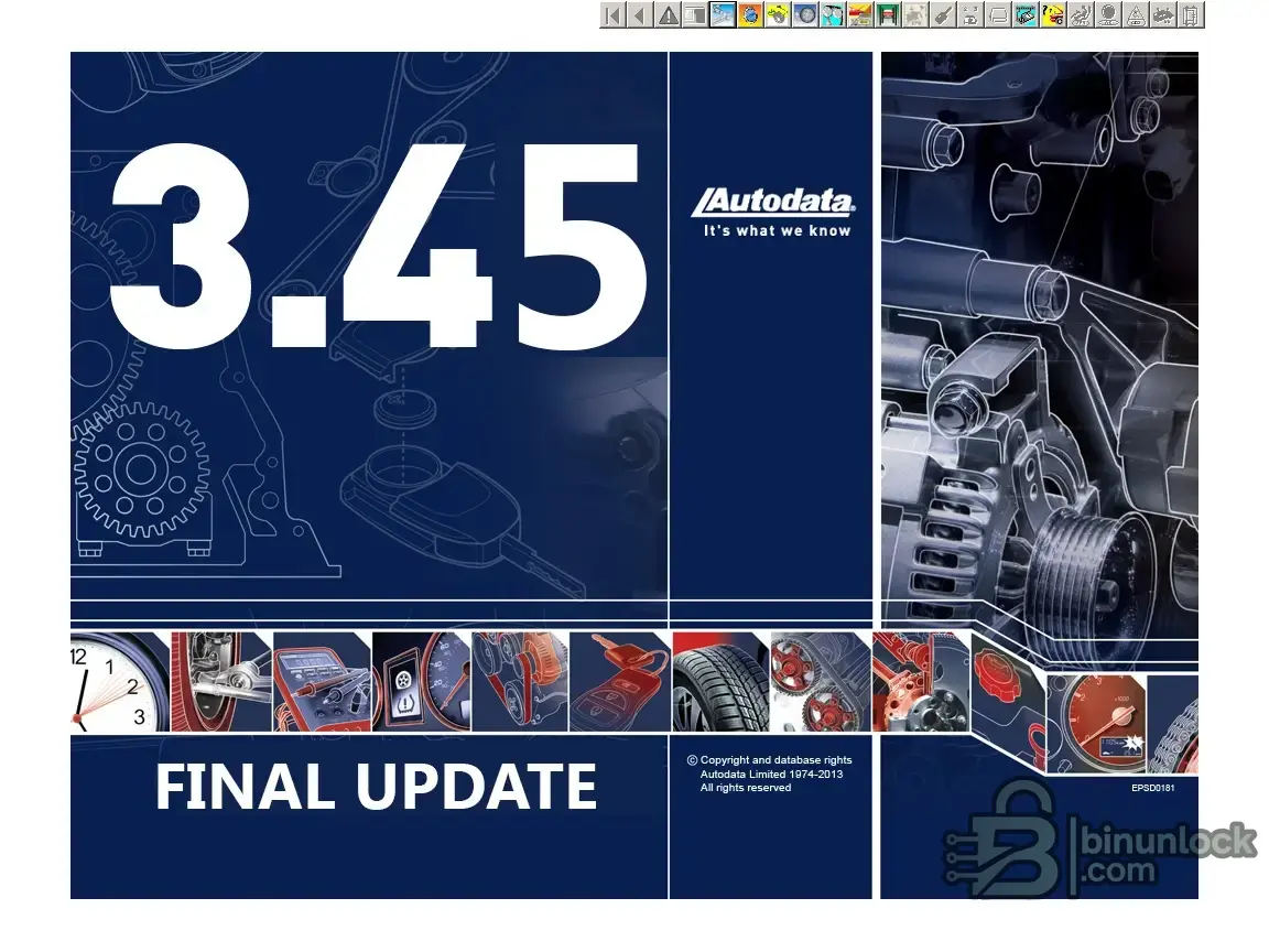 Autodata v3.45 start screen ready for workshop reference and printing
