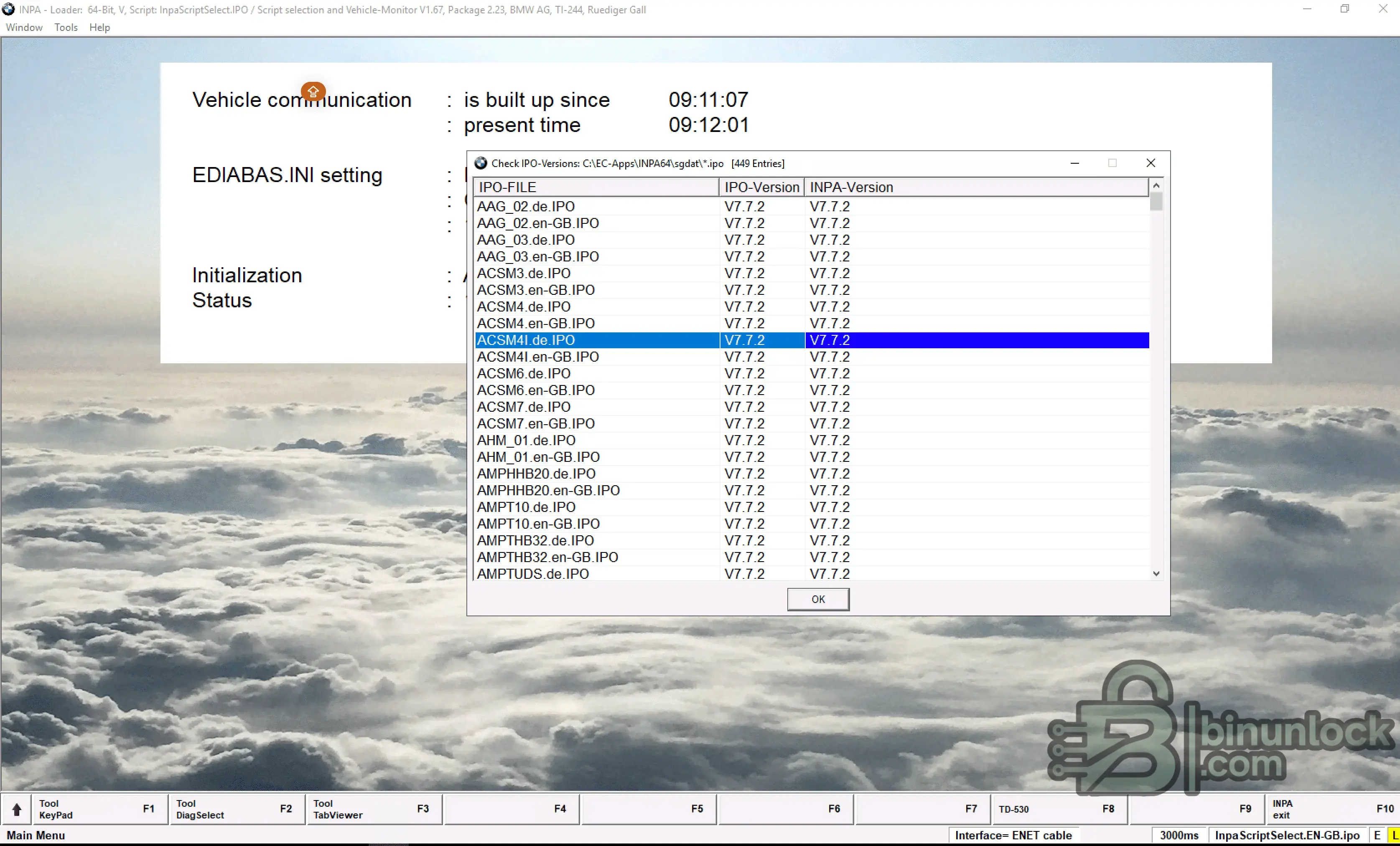 INPA 64-Bit ENET Support setup screen