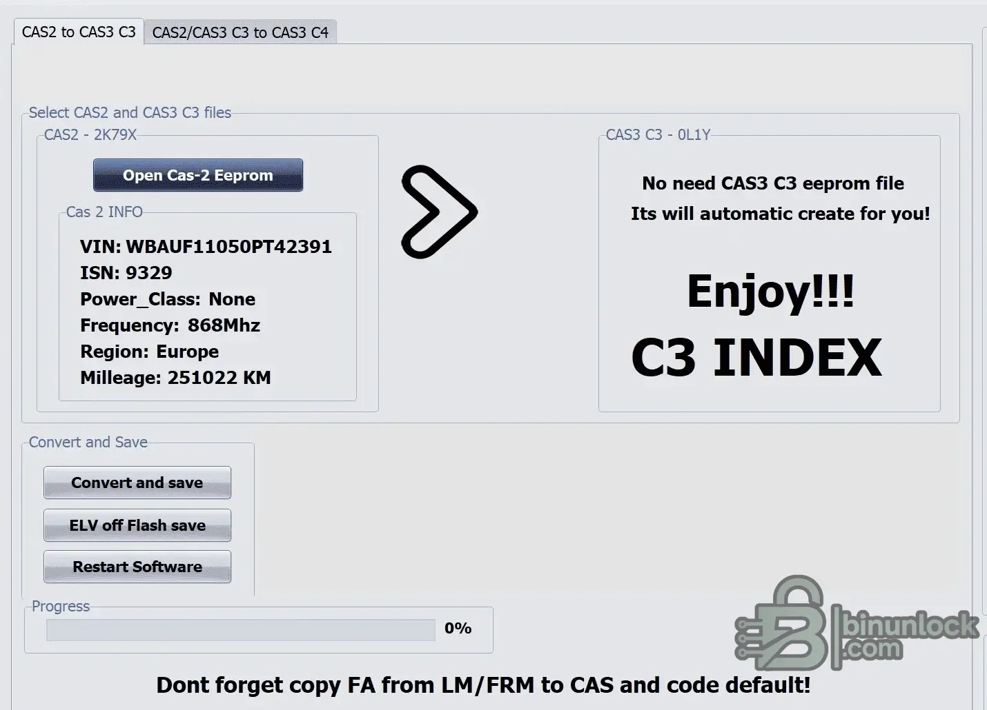 CAS2 to CAS3 Converter interface screenshot