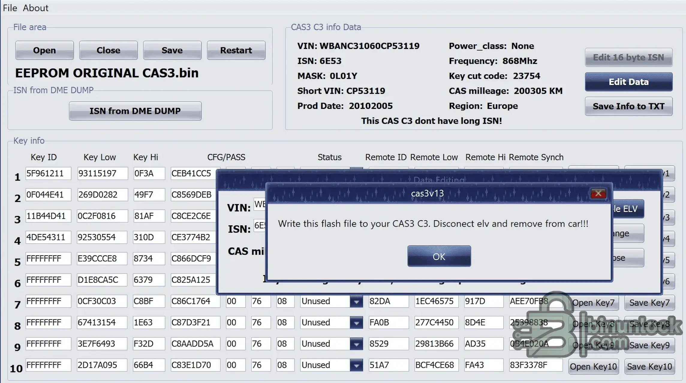 CAS3 C3 Editor reader screen