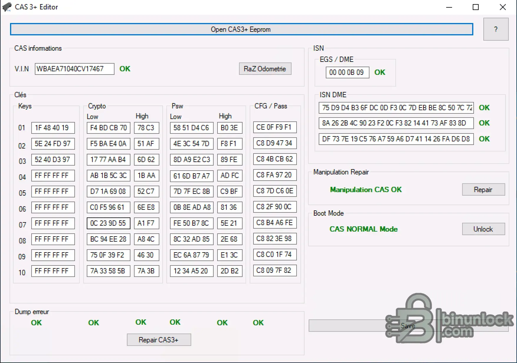 CAS3 Editor interface screenshot