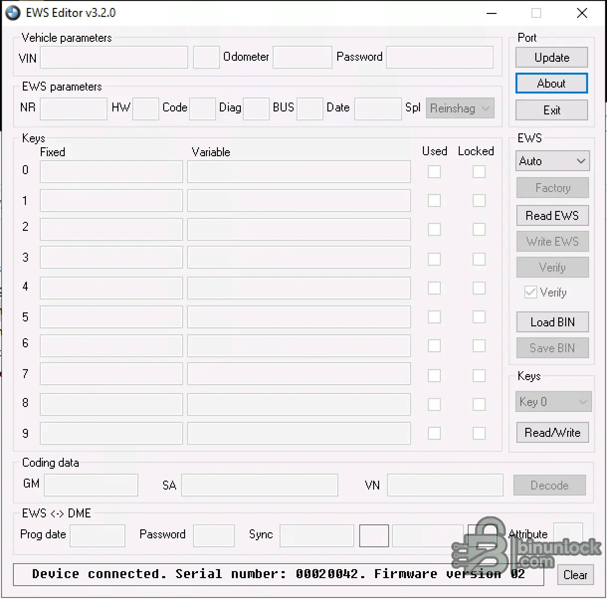 EWS Editor 2.0 interface screenshot