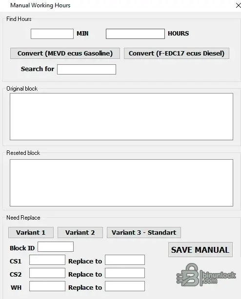 BMW Hours Reset MEVD EDC17 function screen