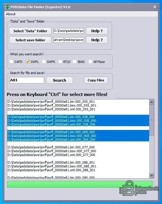 PSdZData Finder Exporter file screen
