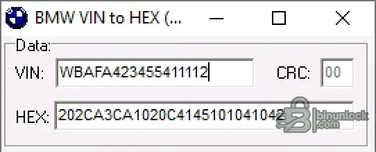 BMW VIN to HEX Toolkit screenshot