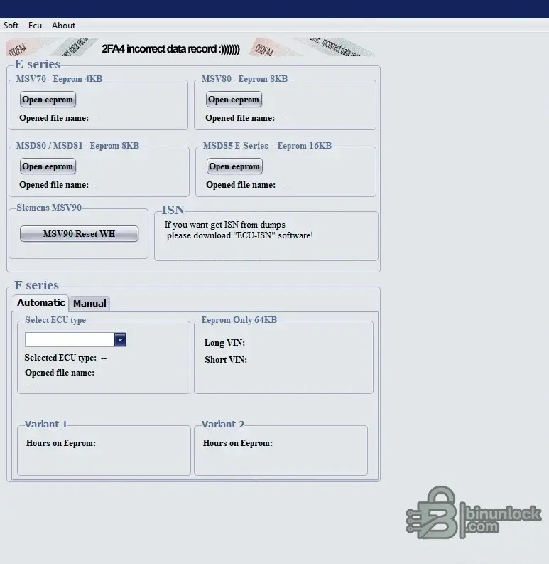 BMW Hours Resetter function screen