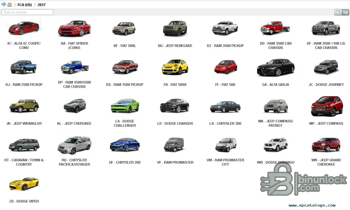 Chrysler FCA EPC5 Parts Catalog Dodge screenshot
