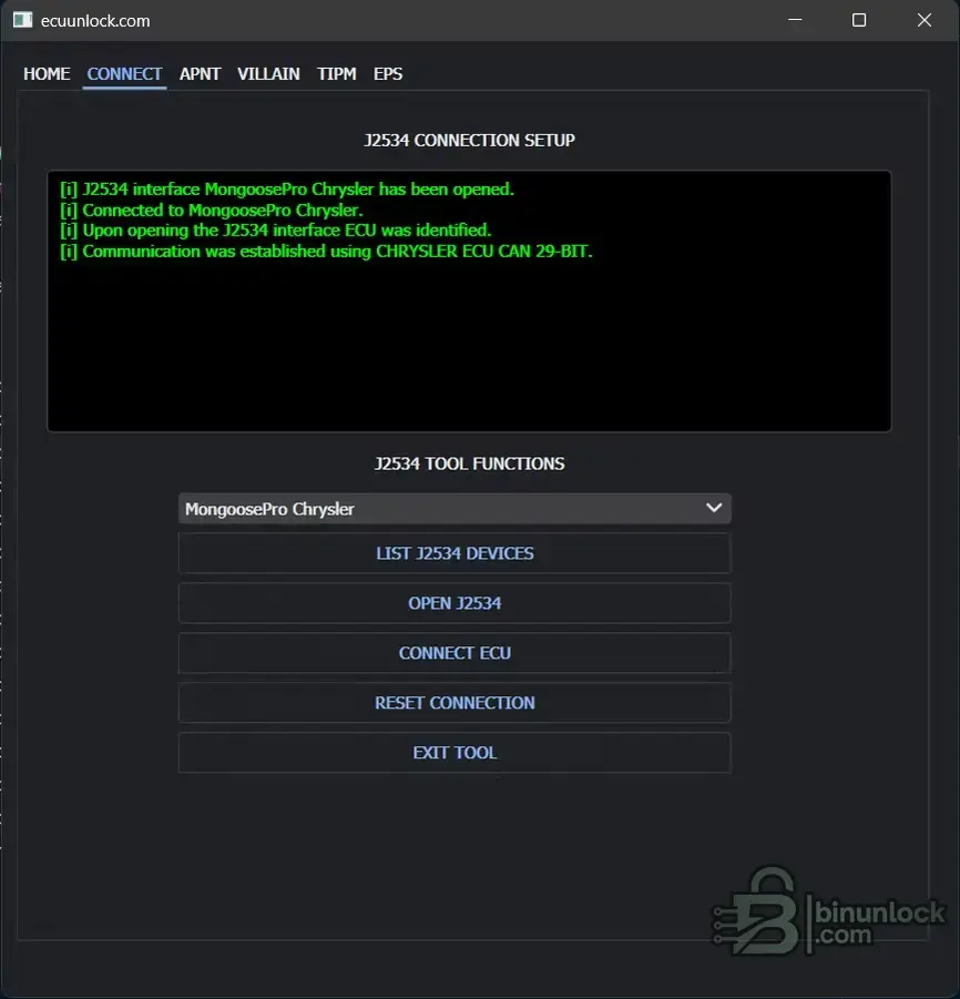 Chrysler J2534 Pass-Thru Service ECU Programming diagnostic screen