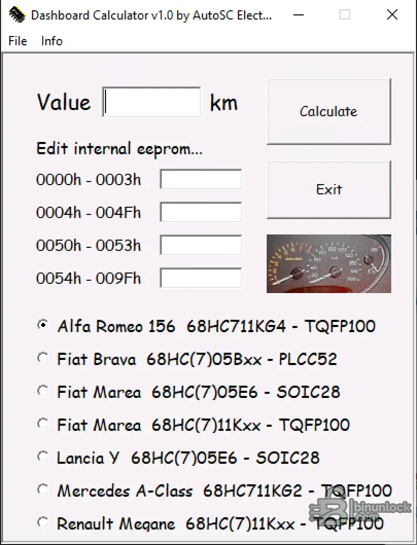 Dashboard Calculator cluster screen