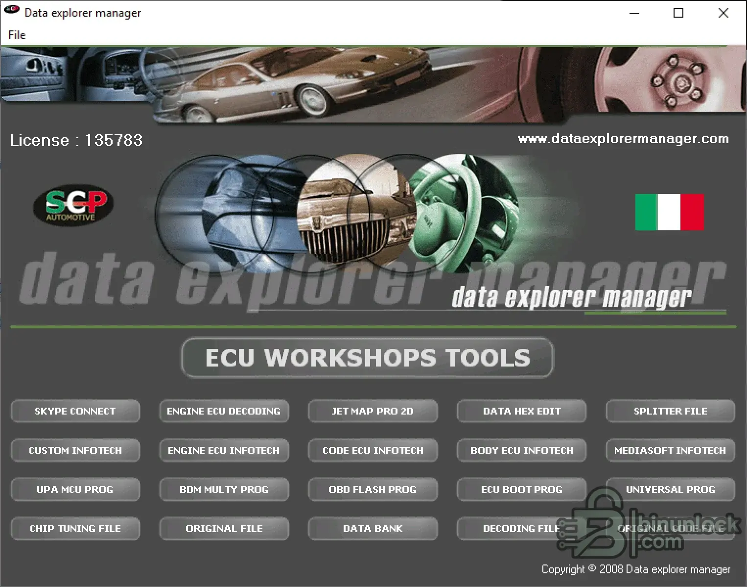 Data Explorer Manager menu screen