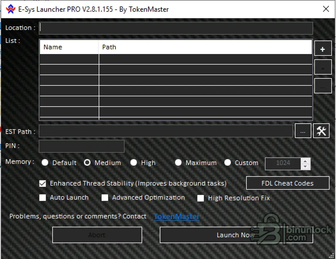 E-Sys Launcher PRO coding screen
