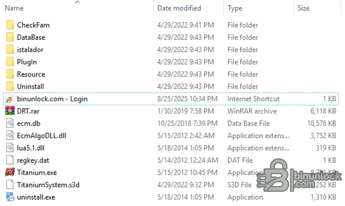 ECM Titanium file screen