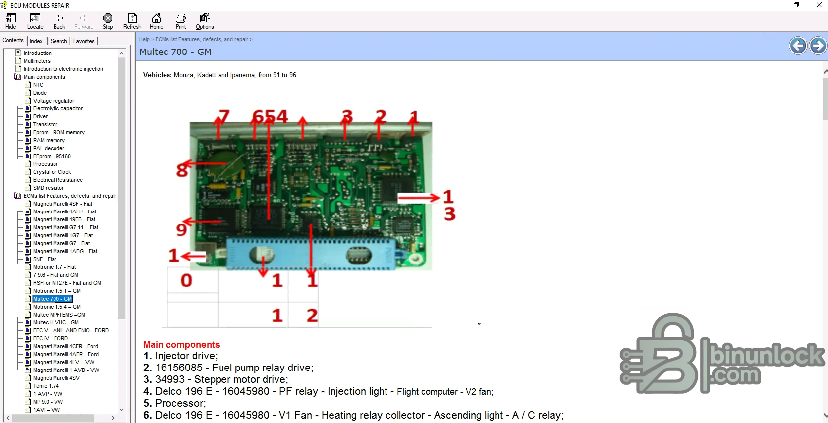 ECU Repair Helper Engine Control Module function screen