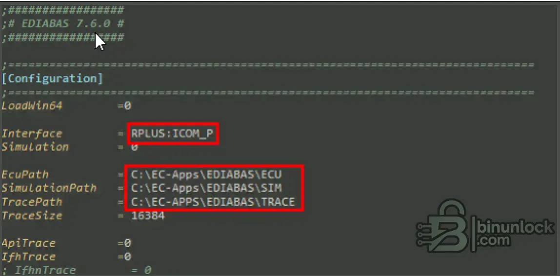 EDIABAS RPLUS ICOM Configuration How-To 7.6.0 interface screenshot