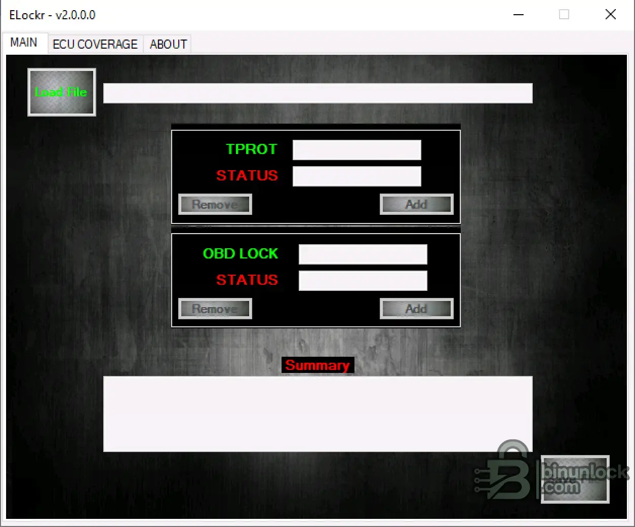 ELockr ECU Status Checker TPROT OBD 2.0.0.0 diagnostic screen