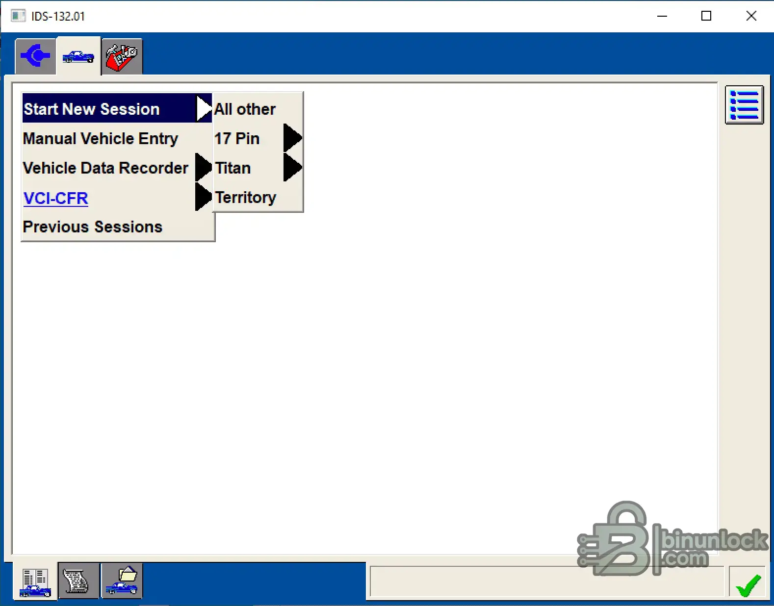 Ford IDS FDRS menu screen