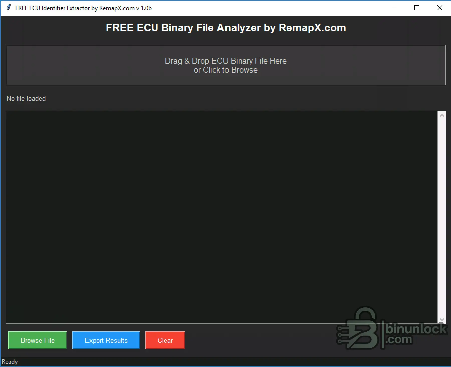 ECU Binary Analyzer file screen