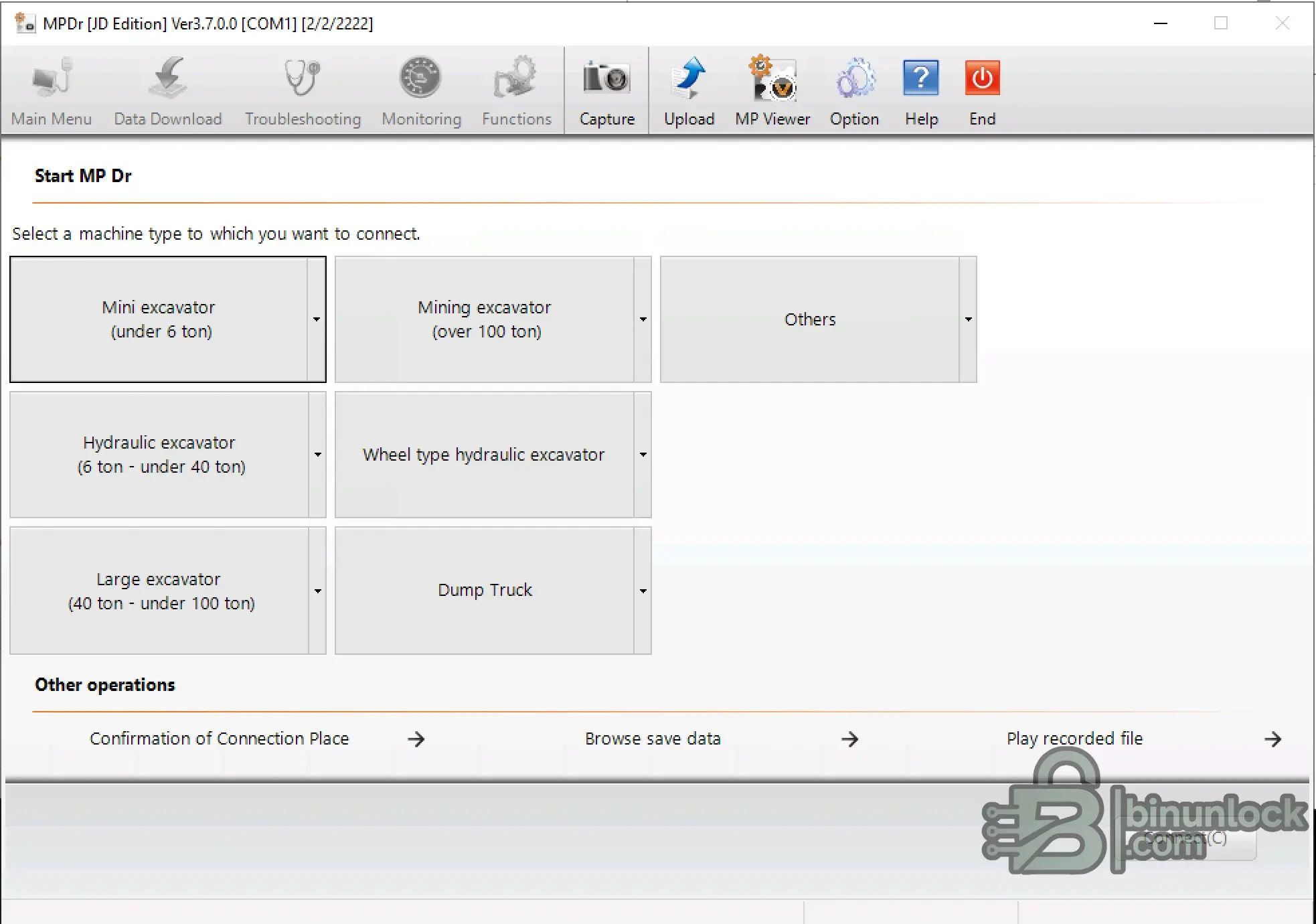 Hitachi MPDr MaintenancePRO 27.0.0 menu screen