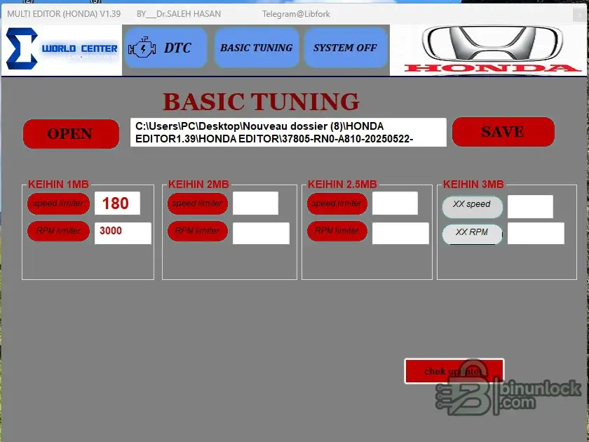 Honda Editor DTC Review ECU Handling screenshot