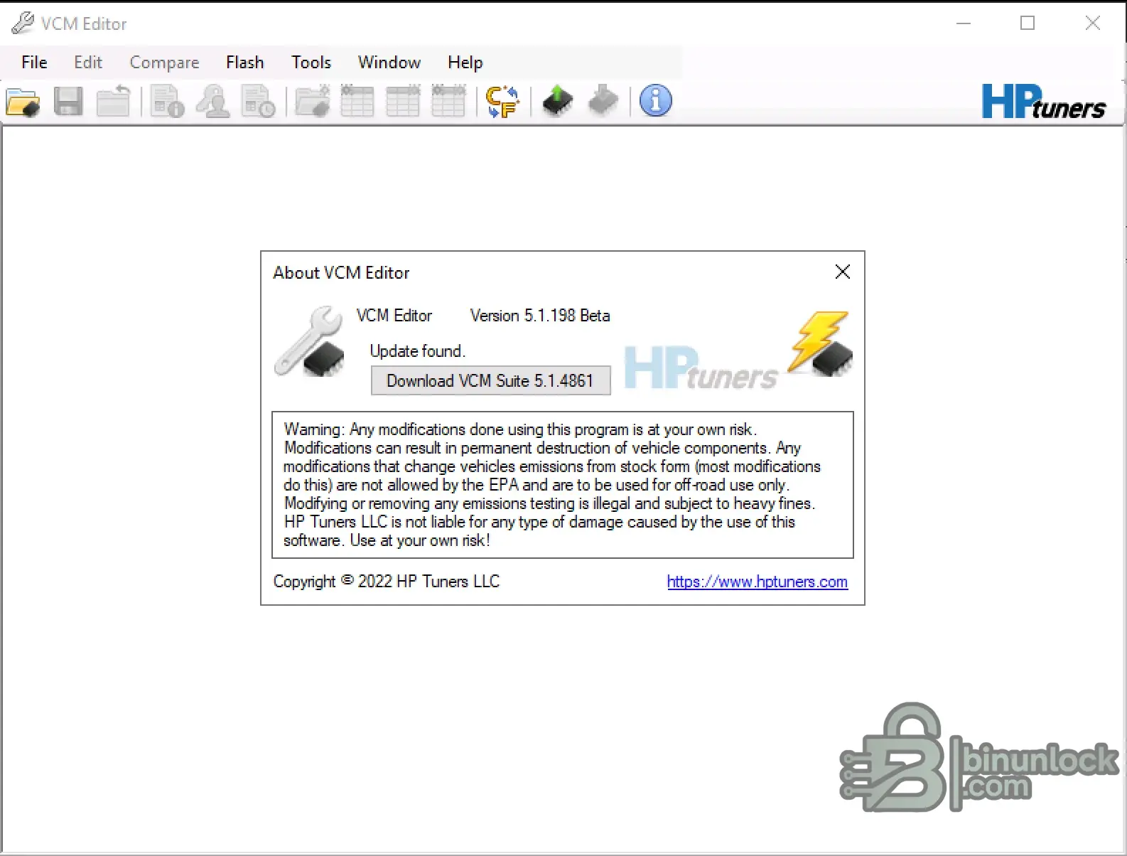 Tuners VCM 1.198 editor screen
