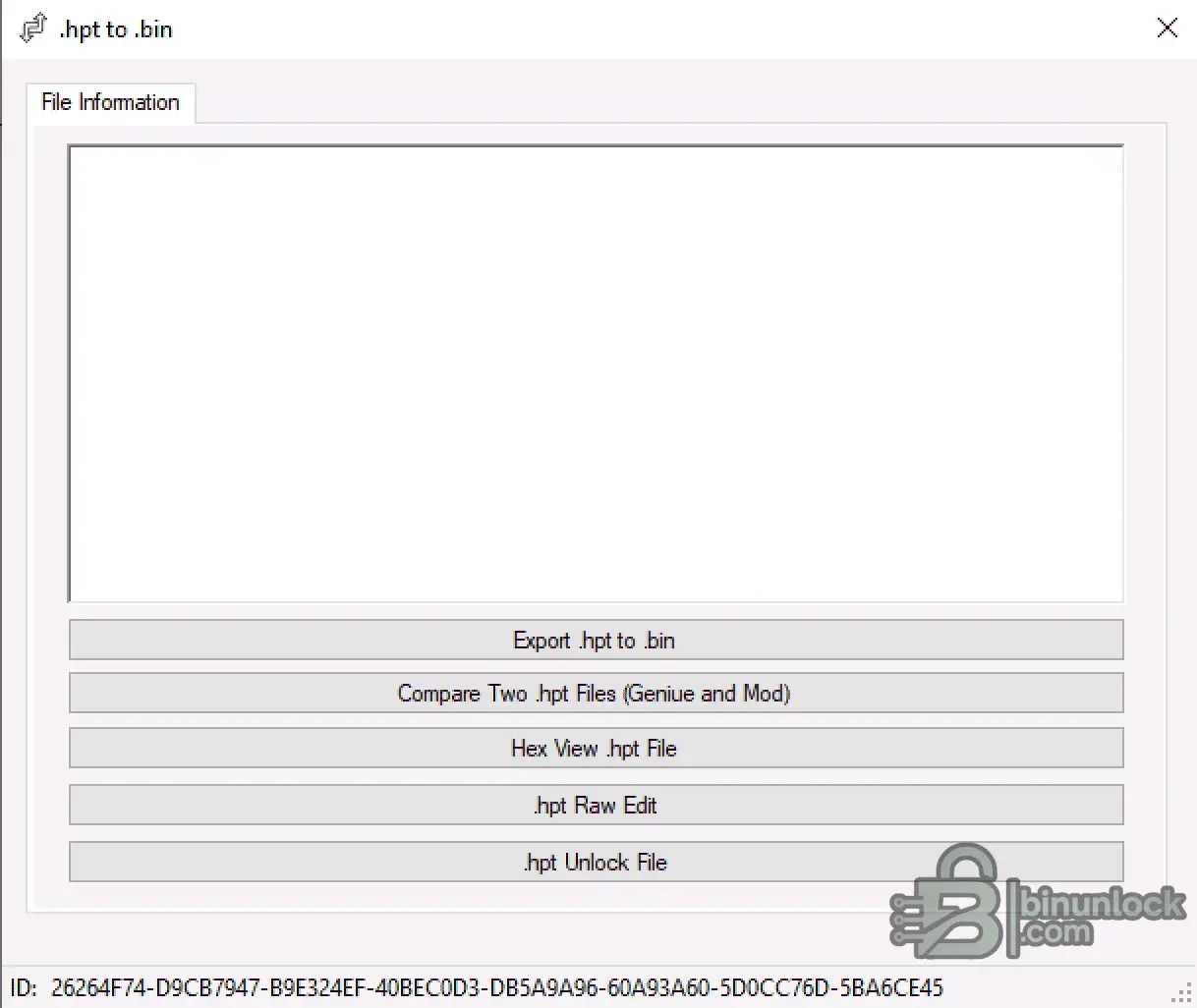 HPT to BIN Converter interface screenshot