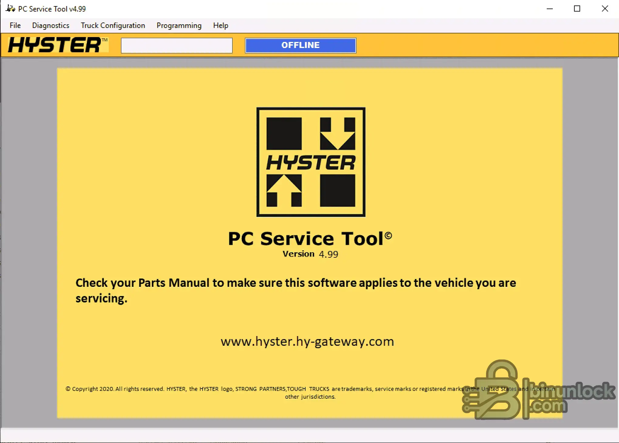 Hyster PC Service diagnostic screen