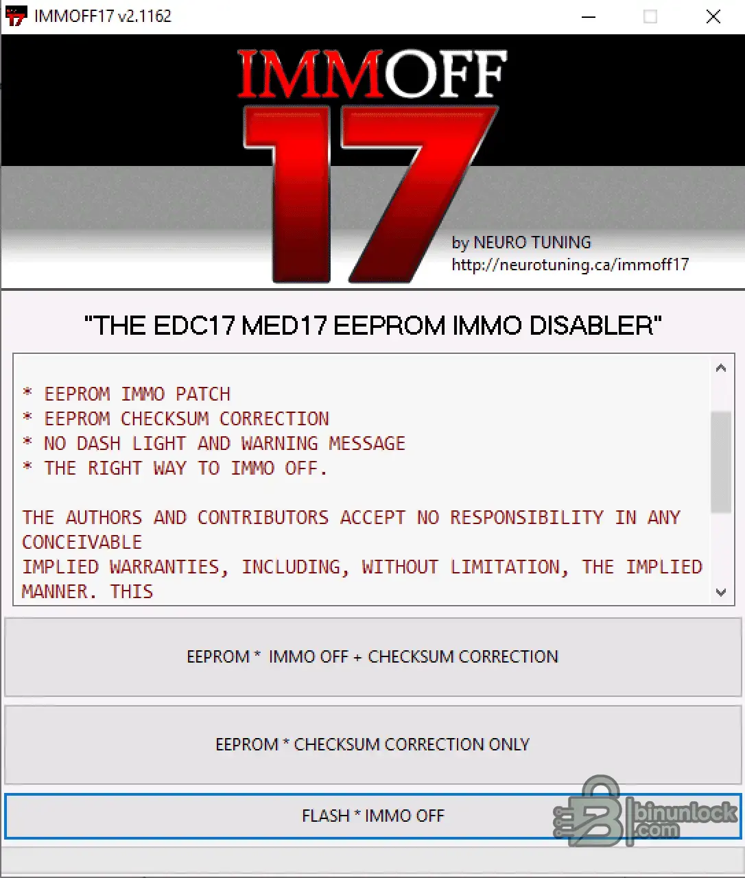 IMMOFF17 v2.1 interface screenshot