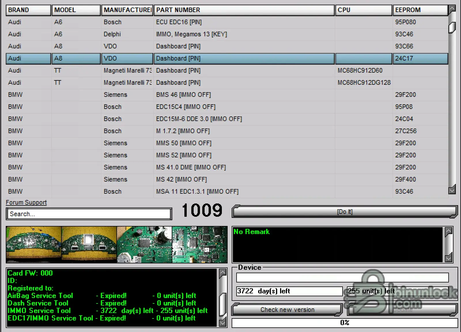 ImmoServiceTool PIN Key Data Calculator ECU cluster screen