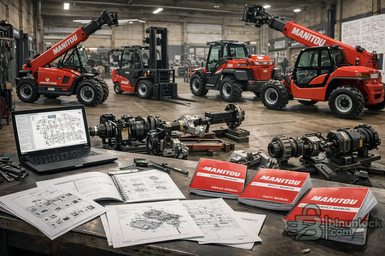 Manitou Service PDF Library Telehandlers Forklifts workshop screen