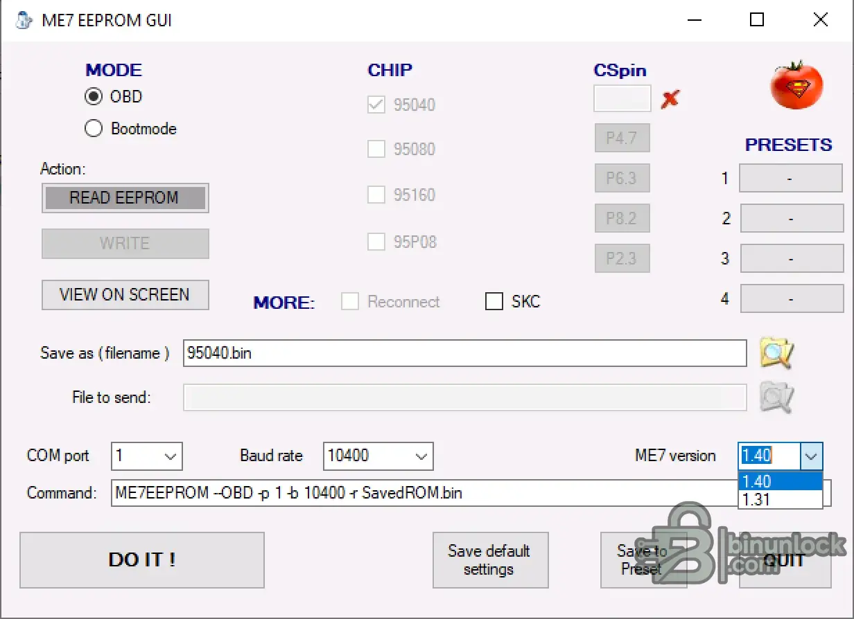 ME7 EEPROM GUI reader screen