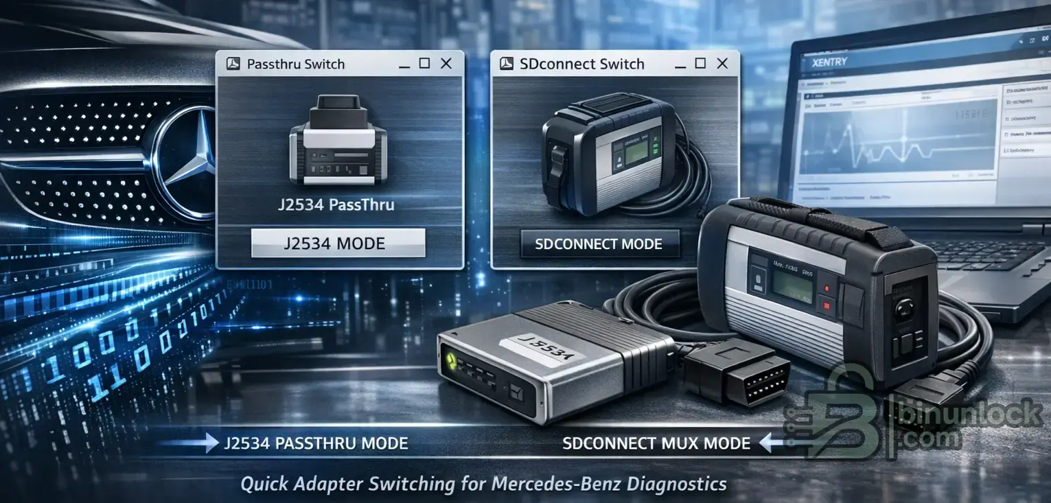 Passthru SDConnect Switch Xentry Connection Mode diagnostic screen