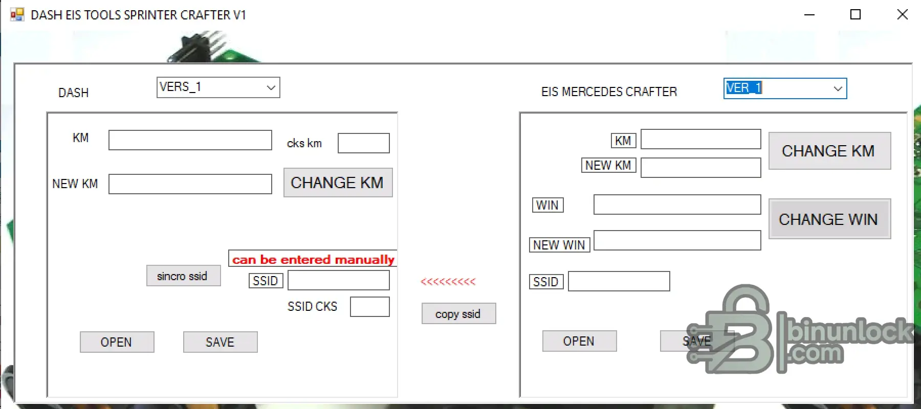 DASH EIS Sprinter Crafter interface screenshot