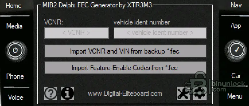 MIB2 Delphi FEC Generator with VCNR and VIN import and Feature Enable Codes load