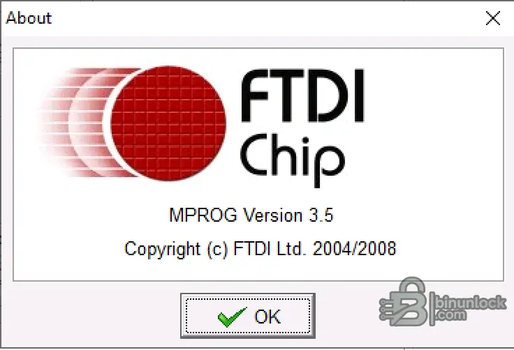 MProg v3.5 about window for FTDI EEPROM programming utility