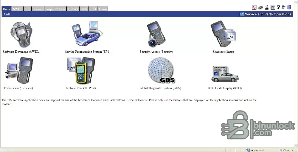 Opel Saab GlobalTIS screenshot