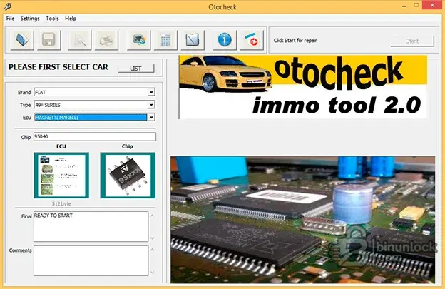 OtoCheck IMMO Dump Repair Utility function screen