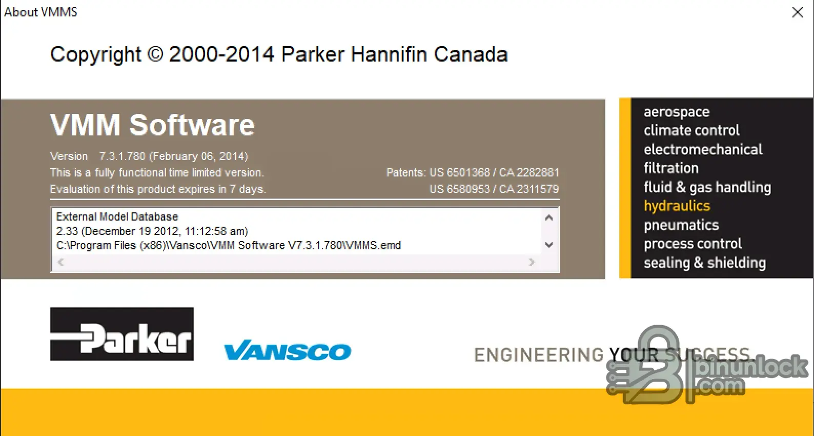 Parker Vansco VMMS Ladder Logic VMM 7.3.1.780 diagnostic screenshot