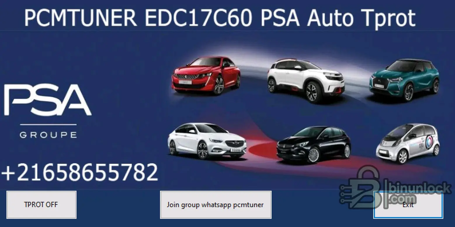 PCMtuner EDC17C60 PSA ECU Service Utility workshop screen