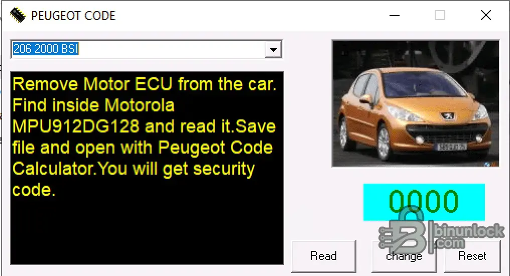 Peugeot Code Calculator screenshot