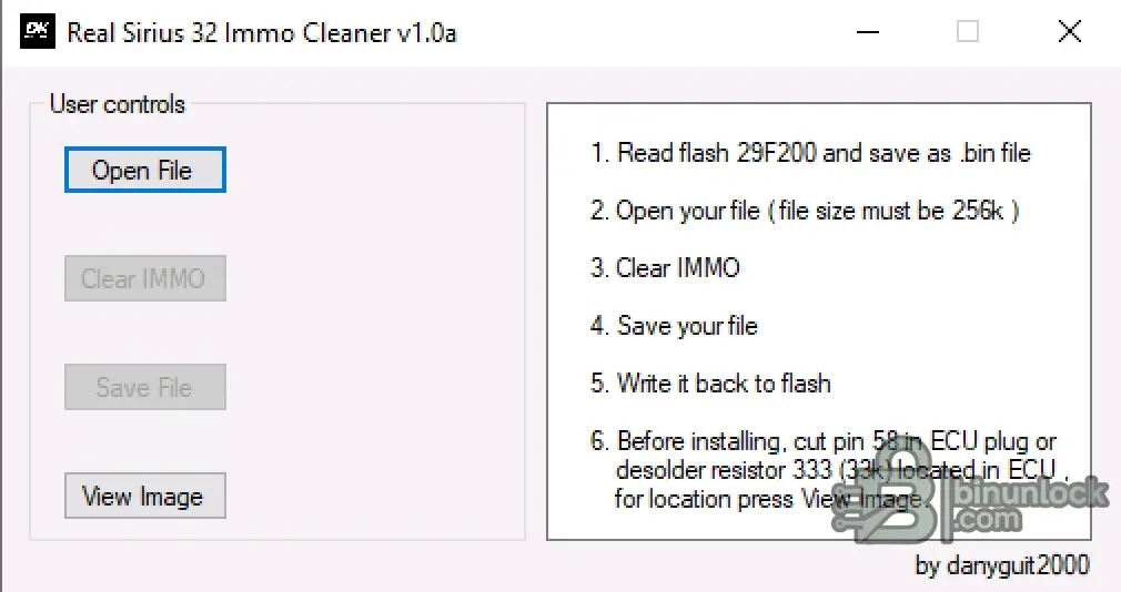 Real Sirius 32 IMMO Cleaner interface screenshot