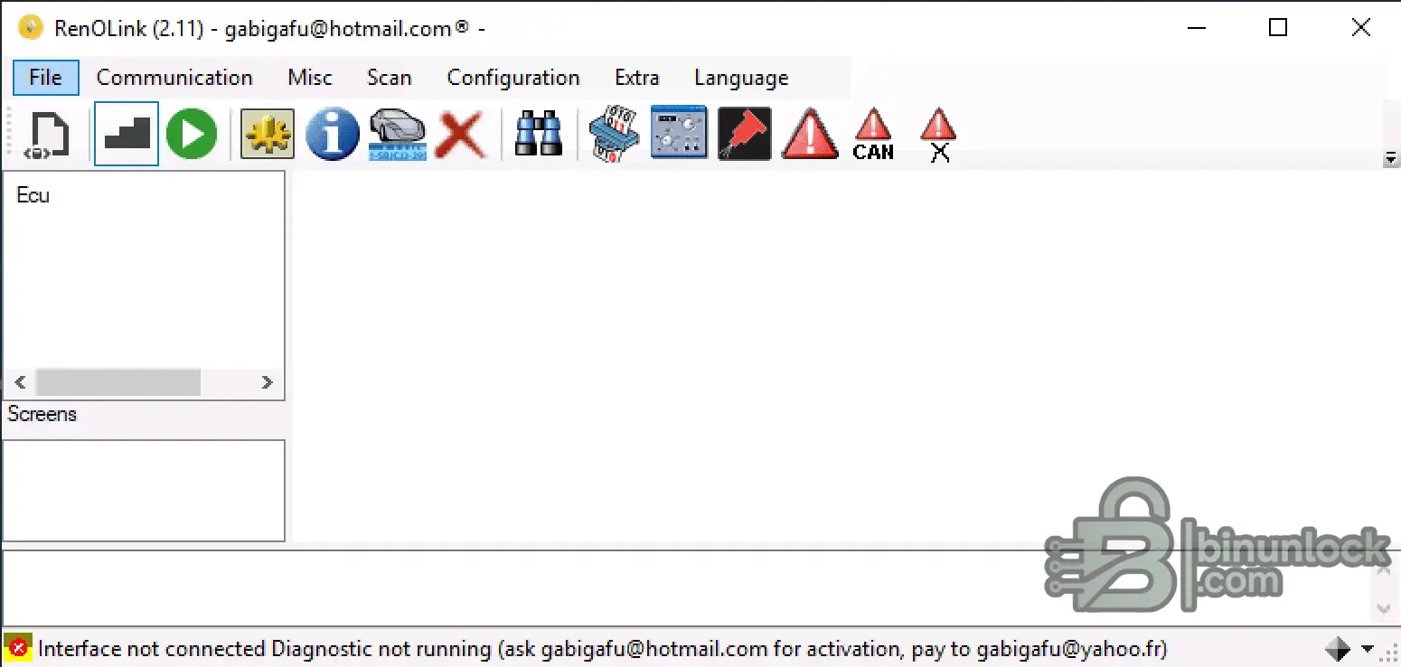 Renolink 2.11 Generator diagnostic screen