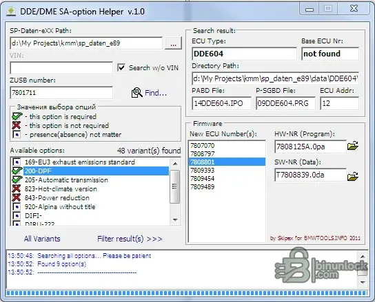 SA-option Helper interface screenshot