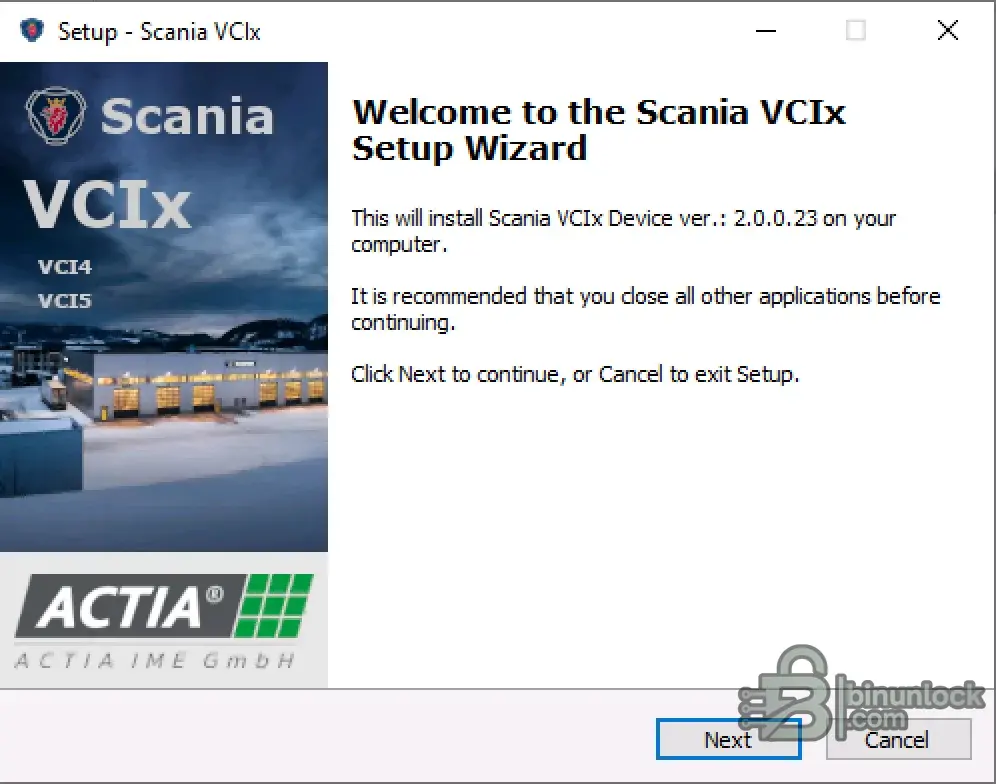 Scania VCI4 driver files for VCIx device — Windows USB driver setup wizard for ACTIA Scania VCI4/VCI5 diagnostic interface, fix device not recognized, install VCIx device driver for Scania truck diagnostics and SDP3 connectivity.