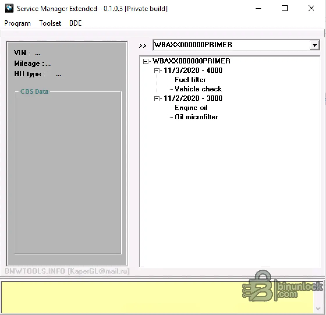 BMW Service Manager Extended HU CBS 0.1.0.3 screenshot