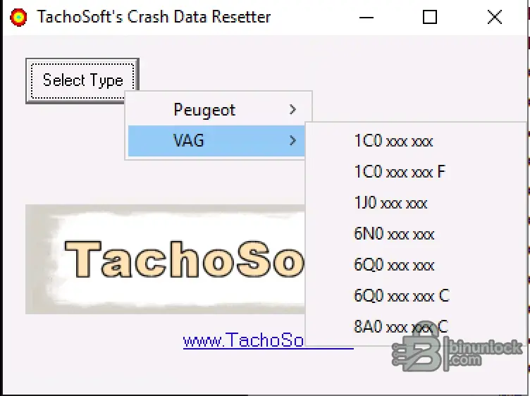 Crash Data Resetter menu screen