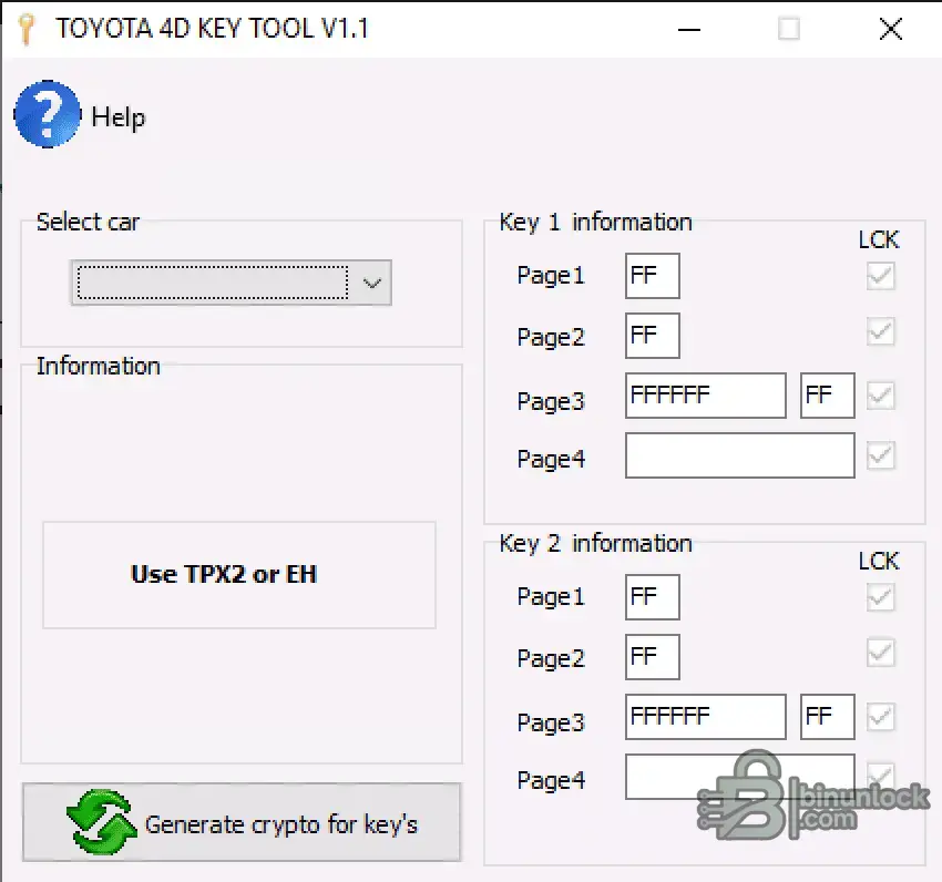 Toyota 4D Key interface screenshot