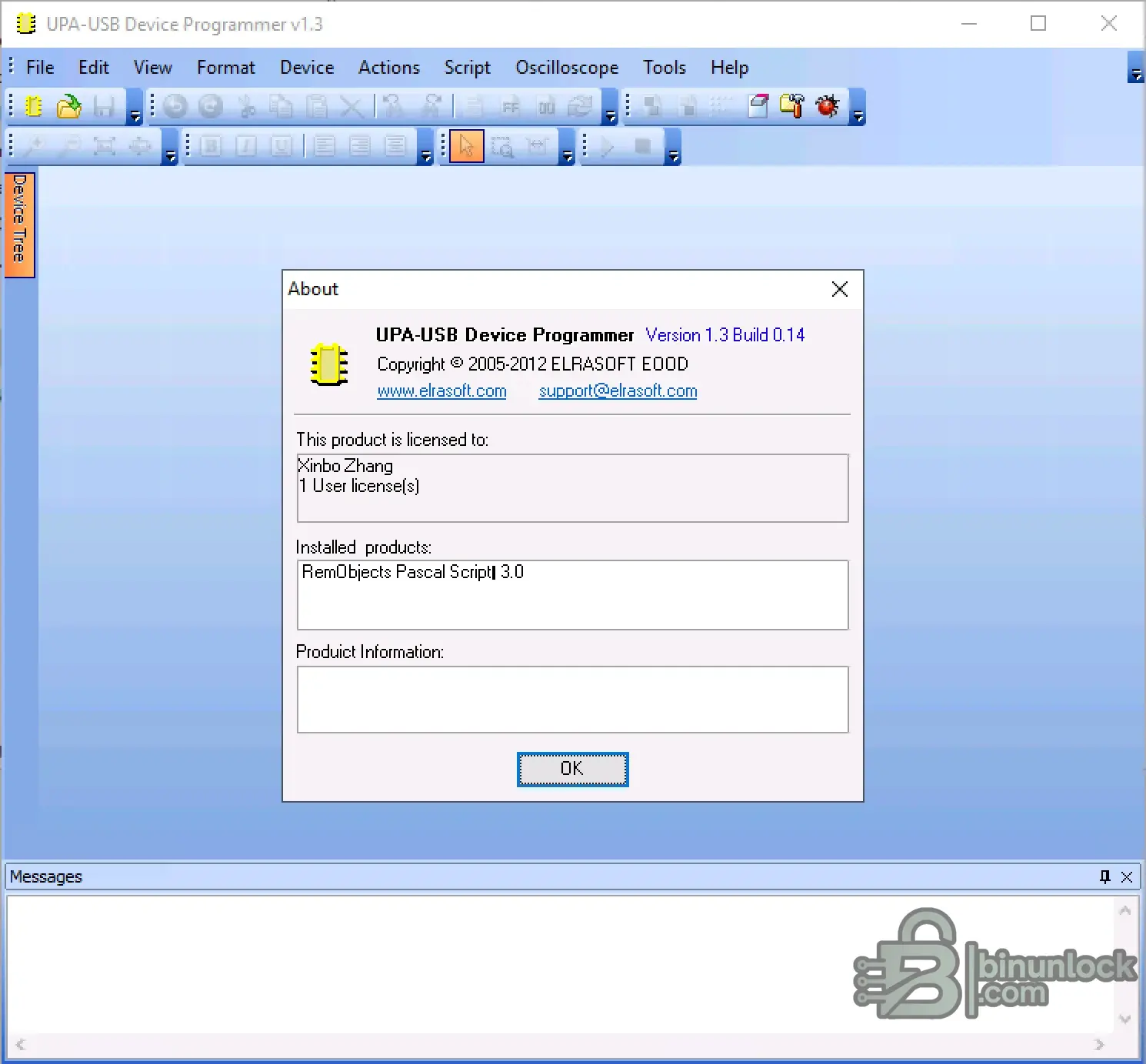 UPA-USB Programmer interface screenshot